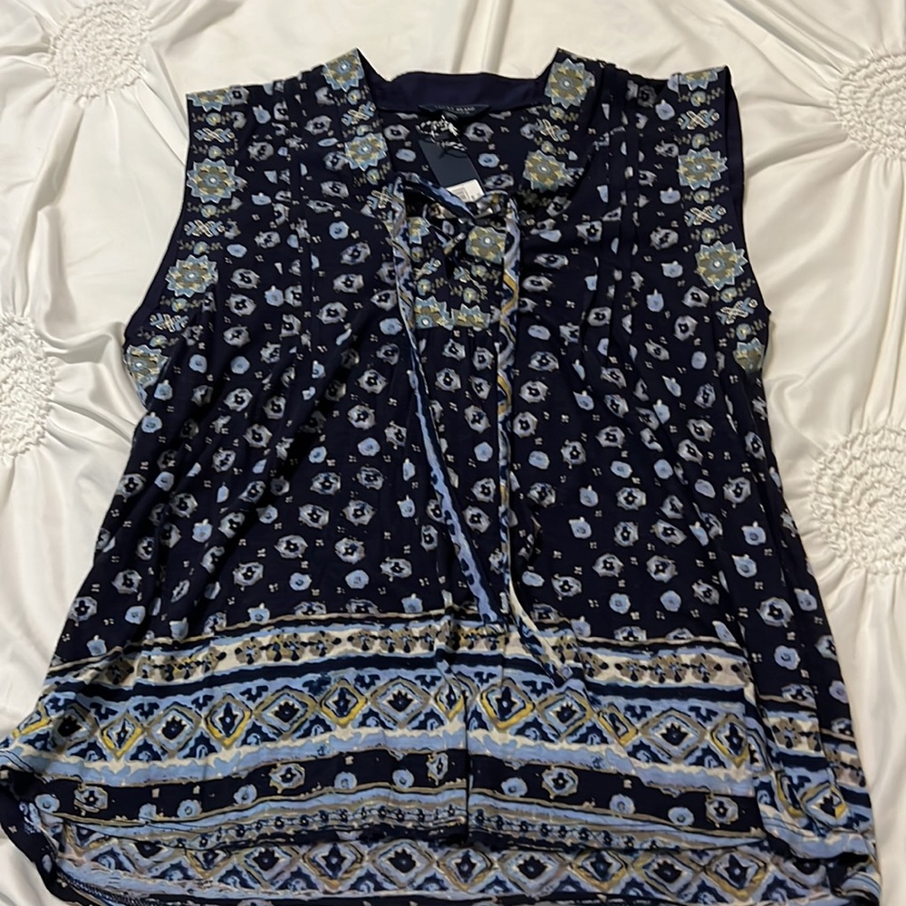 NWT Lucky Brand  Blue Pattern Sleeveless Boho Top M